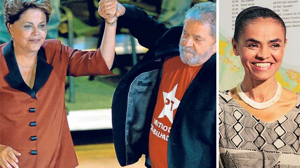 Sucesión femenina. En mayo de 2014, la actual mandataria del PT con el ex presidente Lula da Silva. En estas elecciones, la principal rival de Dilma, según las encuestas, es la ecologista Marina Silva
