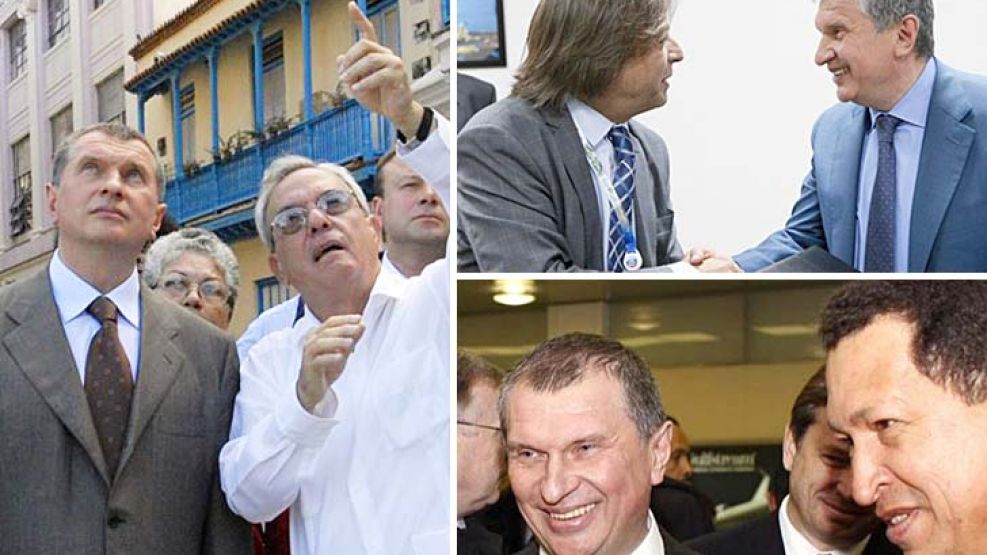 Gira. Izquierda, en La Habana, con Raúl Castro, el hermano de Fidel. Y con los empresarios argentinos de la firma Galileo. Abajo, con el ex presidente de Venezuela Hugo Chávez.