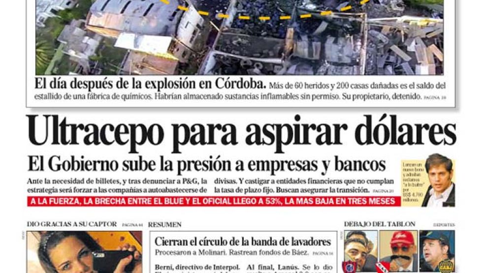 Tapa de Diario Perfil del 8 de noviembre de 2014.