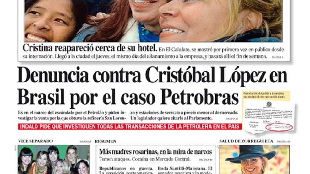 Tapa de Diario Perfil del 22 de noviembre de 2014.