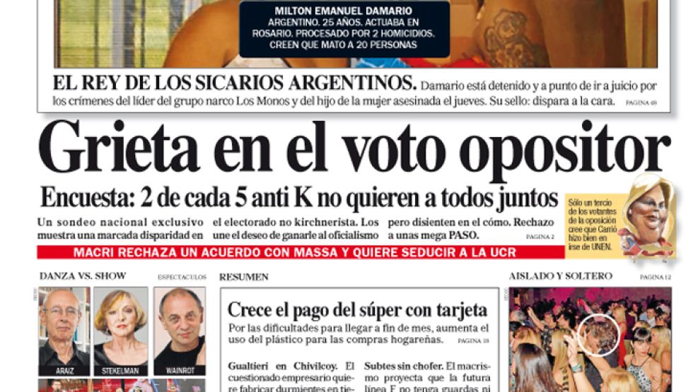 Tapa de la edición del diario Perfil del 23 de Noviembre de 2014