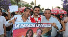 Freyre, Di Bello y Luis D'Elía, durante la marcha del orgullo gay de este año.