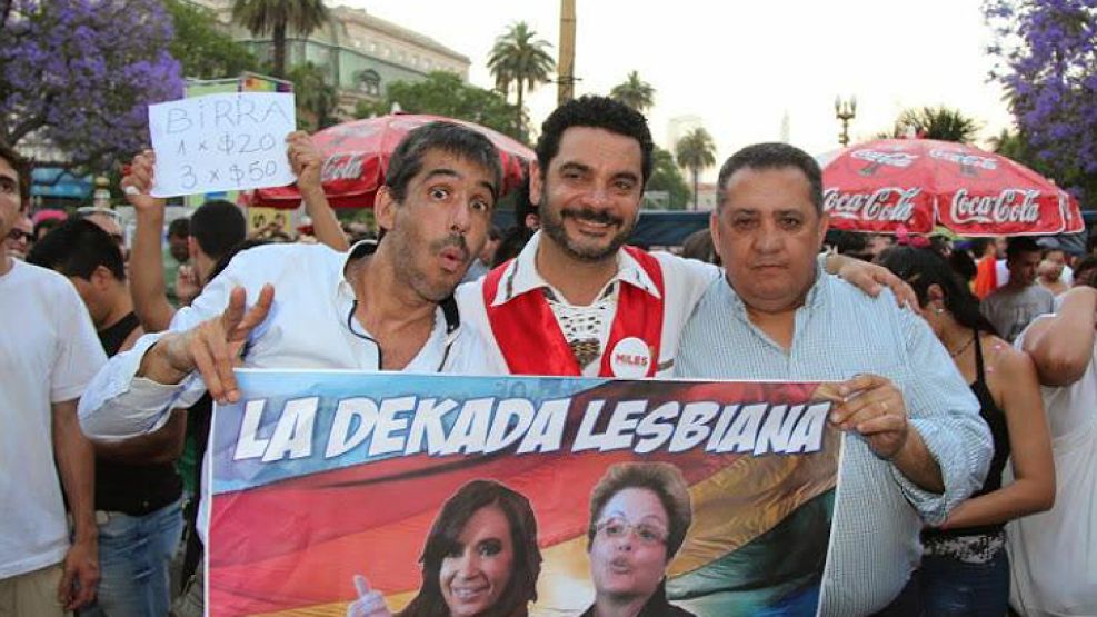 Freyre, Di Bello y Luis D'Elía, durante la marcha del orgullo gay de este año.