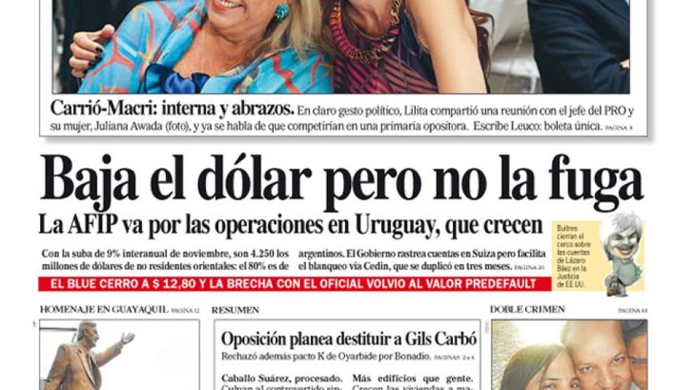 Tapa de Diario Perfil del 6 de diciembre de 2014.