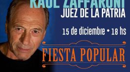 El afiche de las fiesta que se promueve en la página de Facebook "Zaffaroni Juez de la Patria".