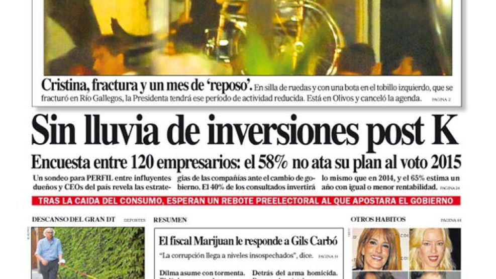 Tapa de Diario Perfil del 28 de diciembre de 2014.