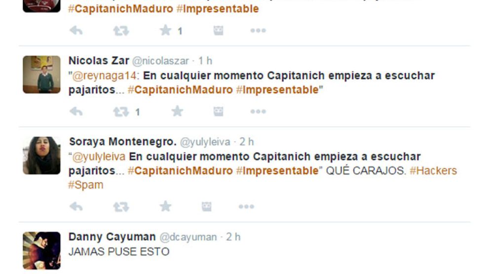 El mensaje que compara a Capitanich con Maduro es un "bot"
