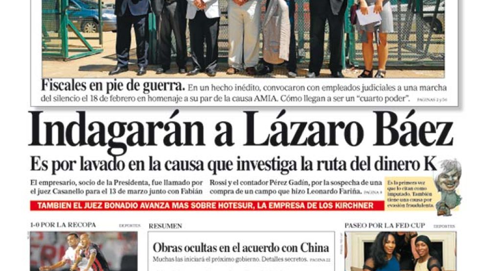 Tapa de Diario Perfil del 6 de febrero de 2015.