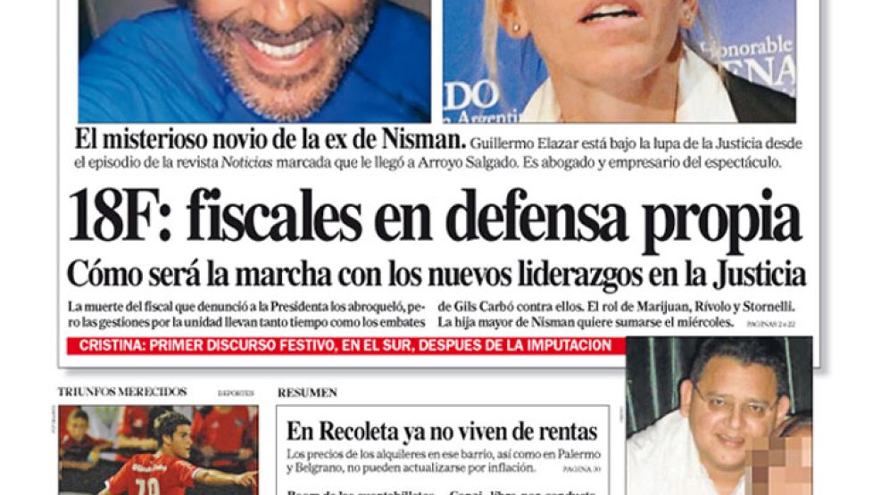 Tapa de Diario Perfil del 15 de febrero de 2015.