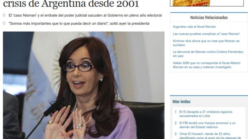 El diario español criticó con al kirchnerismo.