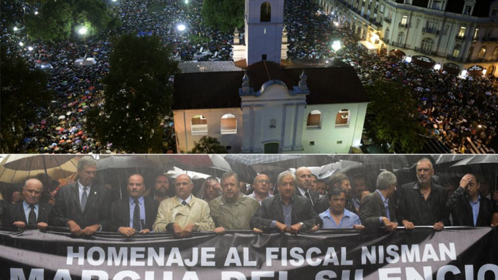 Una multitud se encuentra en la marcha en homenaje al fiscal Alberto Nisman