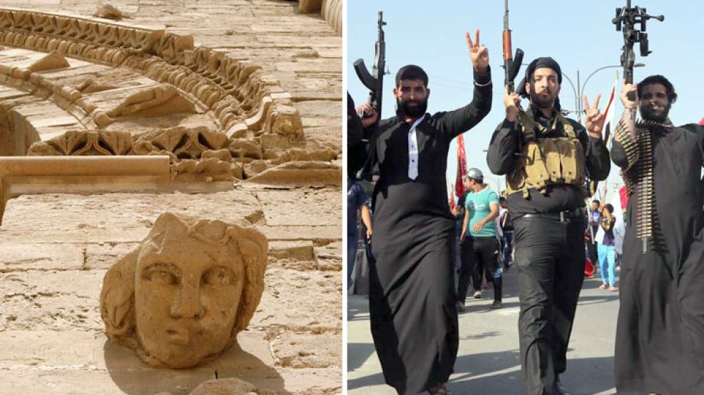Imponente. Una de las figuras que reciben al visitante de la ciudad que fue capital de los Partos. Los yihadistas destruyen los “ídolos”.