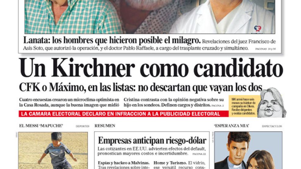 Tapa de Diario Perfil del 4 de abril de 2015.