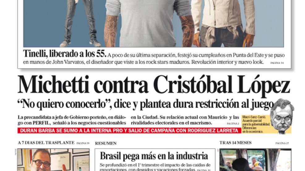 Tapa de la edición impresa de Perfil del 5 d abril del 2015