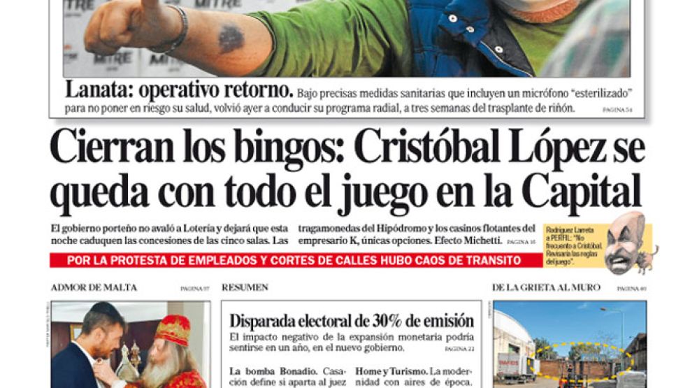 Tapa de Diario Perfil del 18 de abril de 2015.