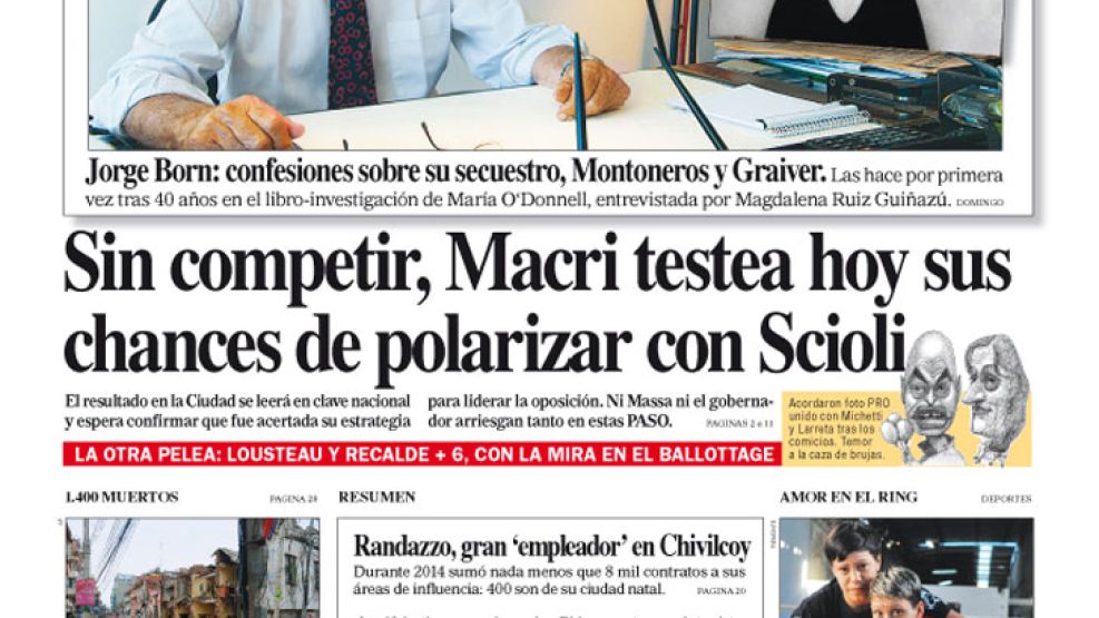 Tapa de Diario Perfil del 26 de abril de 2015.