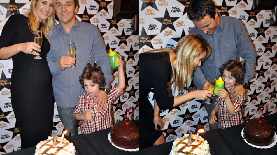 Julieta Prandi festejó su cumpleaños junto a su marido Claudio y su hijo Mateo en el restaurante Don Carlos.