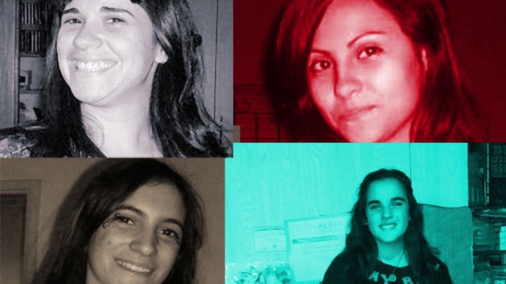 Victimas. Araceli Ramos, octubre de 2013; Angeles Rawson, junio de 2013; Wanda Taddei, febrero de 2010, y Chiara Páez, mayo de 2015.
