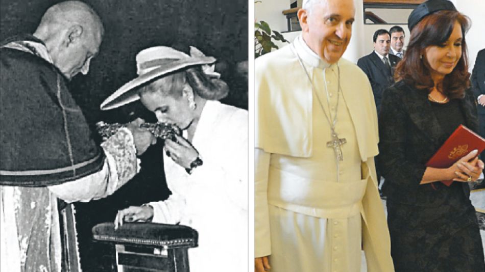 Paris. Eva Perón junto al entonces nuncio Roncalli, luego el papa Juan XXIII.juntos. Roma fue mejor ámbito para dialogar que Buenos Aires.