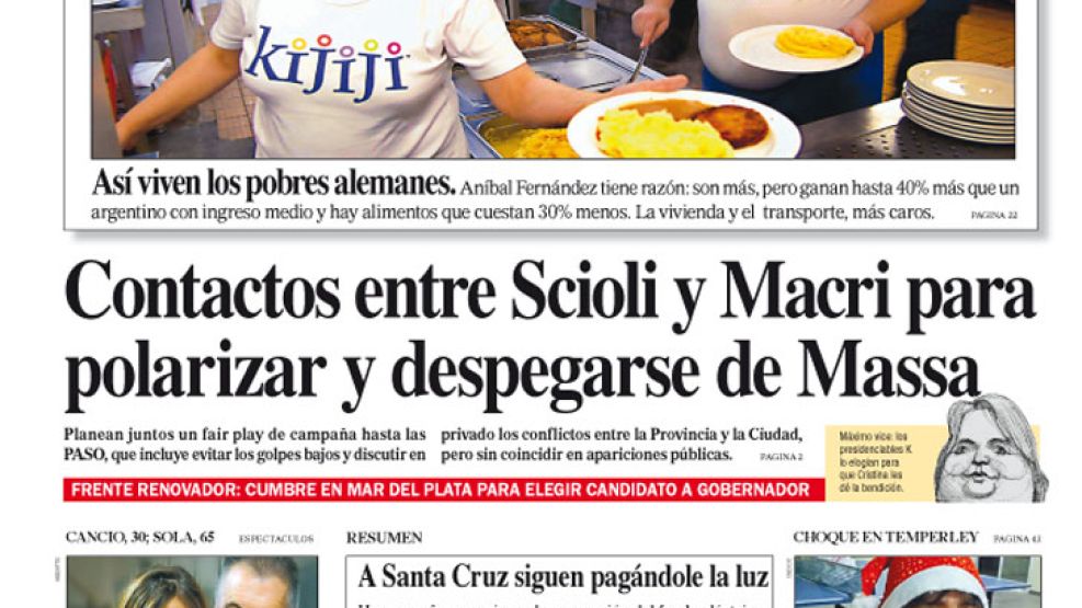 Tapa de Diario Perfil del 13 de junio de 2015.