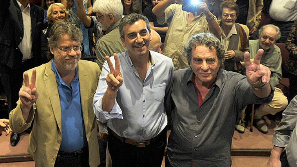 Forster, junto a Randazzo y Jozami, en una reciente reunión en Carta Abierta.