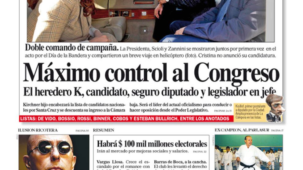 Tapa de Diario Perfil del 21 de junio de 2015.