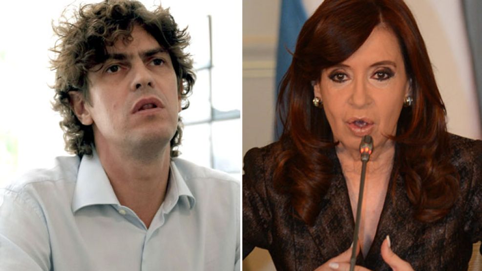 Izq.:El precandidato a jefe de Gobierno porteño Marín Lousteau. Derecha: la presidenta Cristina Fernández de Kirhcner.