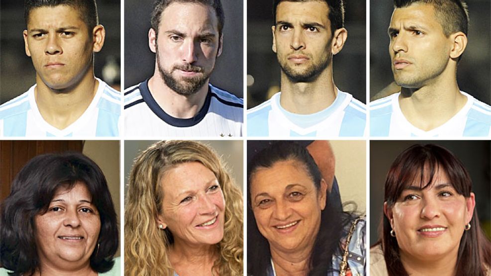 Guerreras. (De der. a izq.) Karina, la madre de Marcos Rojo; Nancy, la de Pipita Higuain; Patricia, la de Javier Pastore, y Adriana, la mamá de Sergio “Kun” Agüero.