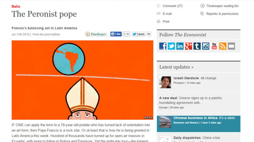 "El Papa Peronista", así definió The Economist a Francisco.