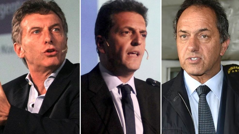 Mauricio Macri, Sergio Massa y Daniel Scioli.