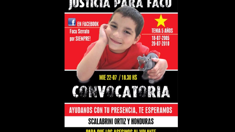 Justicia por Facu: Hoy a las 18.30 se realizará una convocatoria en Scalabrini Ortiz y Honduras.