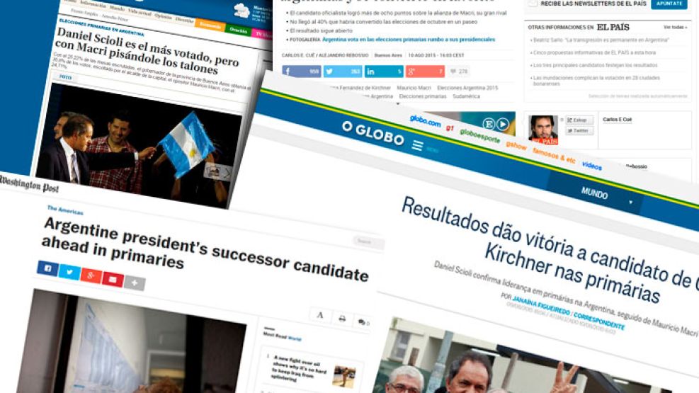 Los medios del mundo informaron una "incertidumbre" electoral tras las PASO argentinas.