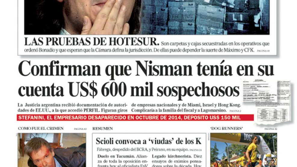Tapa de Diario Perfil del 23 de agosto de 2015.
