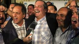 Scioli, Alperovich y Manzur festejaron los resultados provisorios en Tucumán.