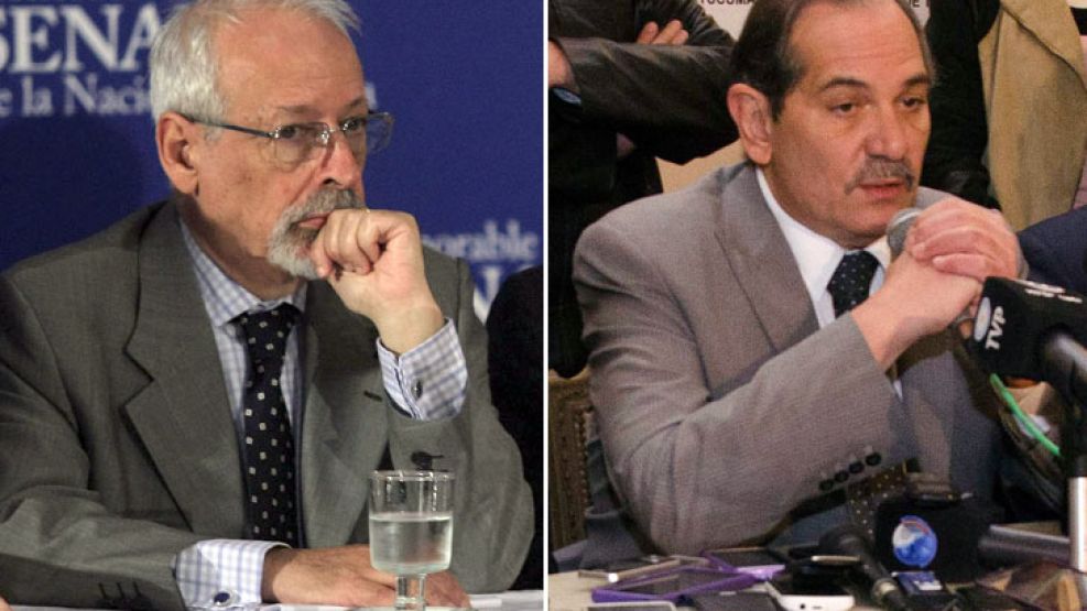 Izq.: El director del Cels,Horacio Verbitsky. Derecha: el gobernador de Tucumán, José Alperovich.
