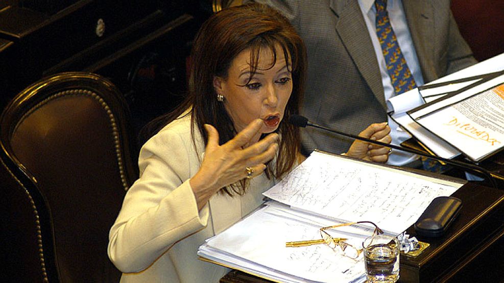Cristina Fernández de Kirchner, en tiempos del Senado. Ejerció una dura embestida contra quienes quemaban urnas.
