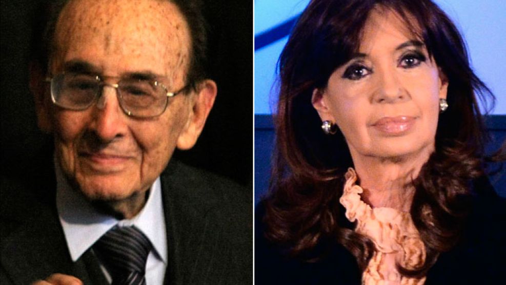 Izquierda: El juez de la Corte Suprema, Carlos Fayt. Der.: La presidenta Cristina Fernández de Kirchner.
