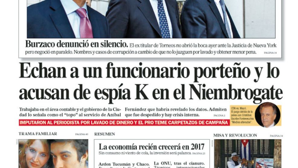 Tapa de Diario Perfil del 19 de septiembre de 2015.