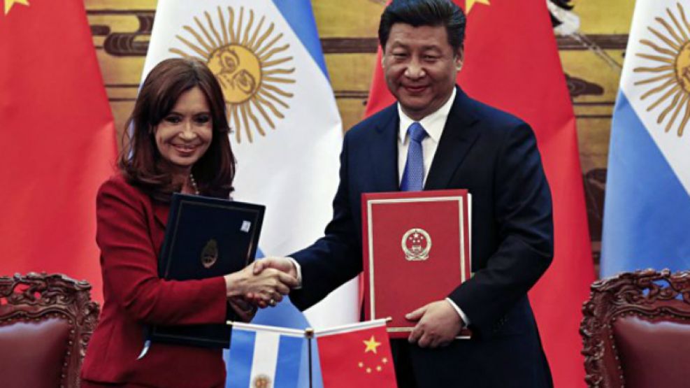 Cristina Kirchner junto a su par Xi Jinping.