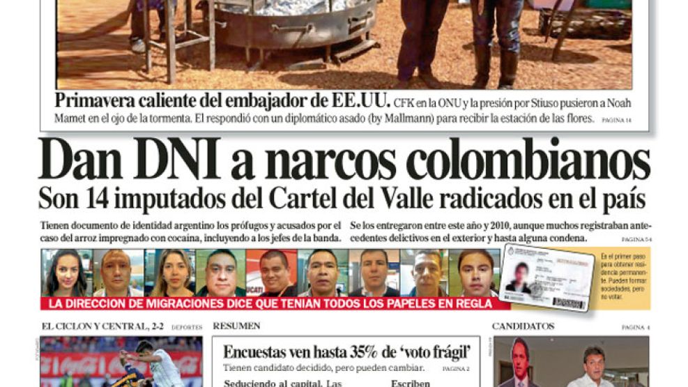 Tapa de Diario Perfil del 4 de octubre de 2015.