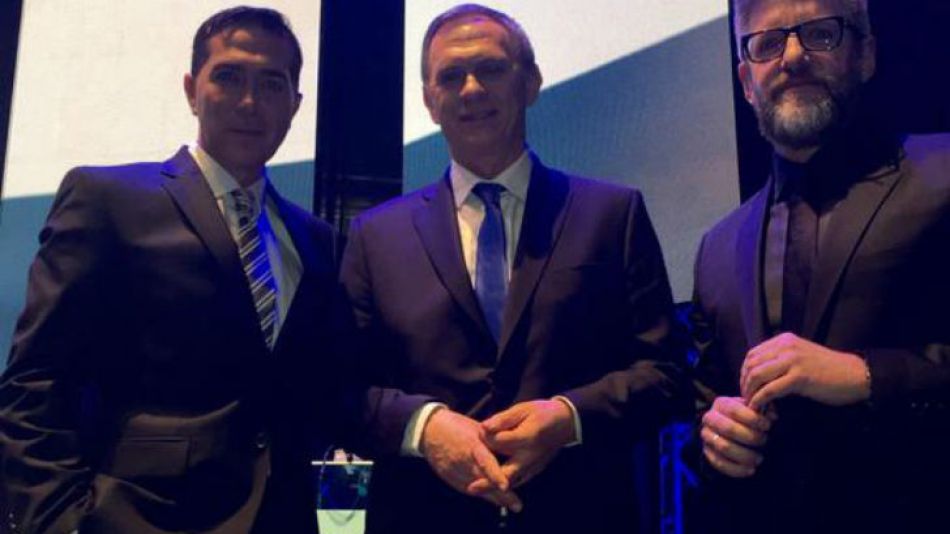 Los mediadores del encuentro: Rodolfo Barilli, Marcelo Bonelli y Luis Novaresio.