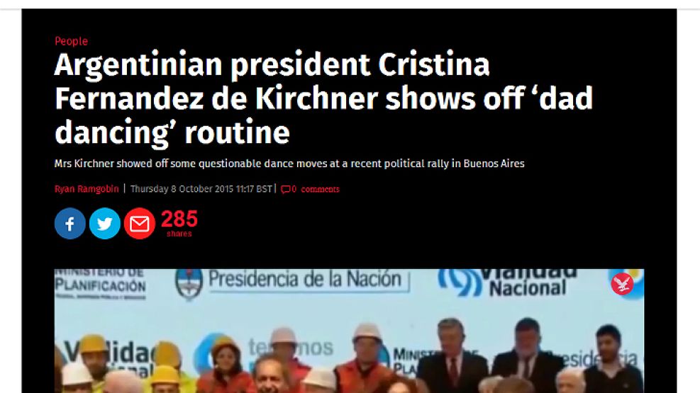 El medio británico The Independent ironizó sobre los movimientos de Cristina.