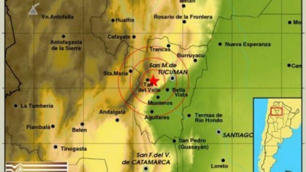 El epicentro del sismo se localizó cerca de la ciudad de Metán, a unos 123 kilómetros de la ciudad de Salta, y a 163 de San Miguel de Tucumán.