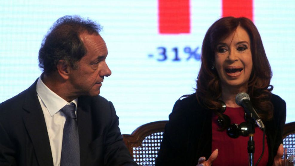 Daniel Scioli junto a la presidenta Cristina Fernández de Kirchner.