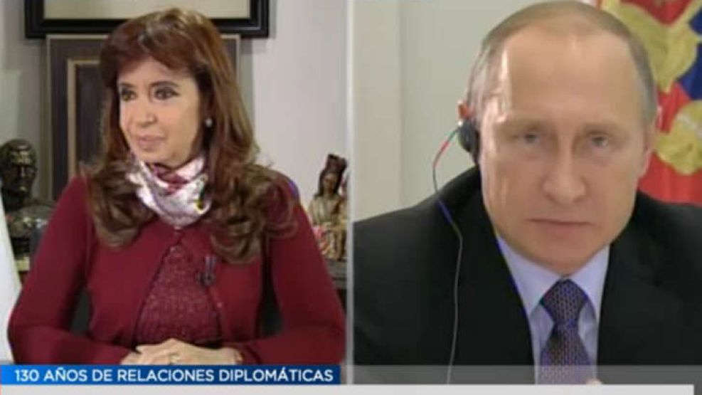 Cristina y Putin en teleconferencia