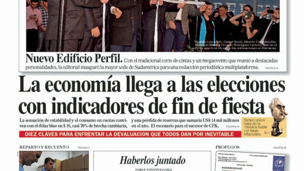 Tapa de Diario Perfil del 24 de octubre de 2015.