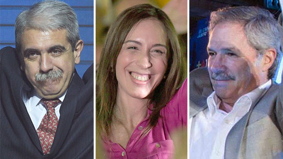 Batalla. Aníbal Fernández, María Eugenia Vidal y Felipe Solá disputan la gobernación bonaerense en una elección clave a nivel nacional.
