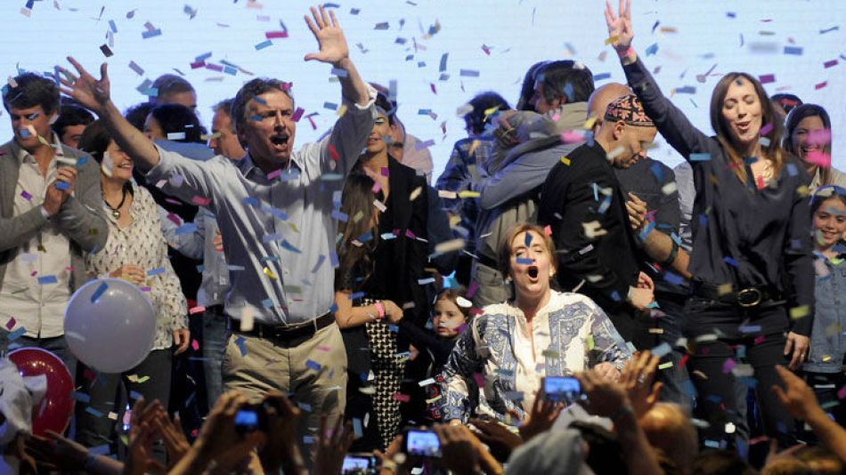 Festejos en el búnker de Cambiemos por el resultado de la elección.