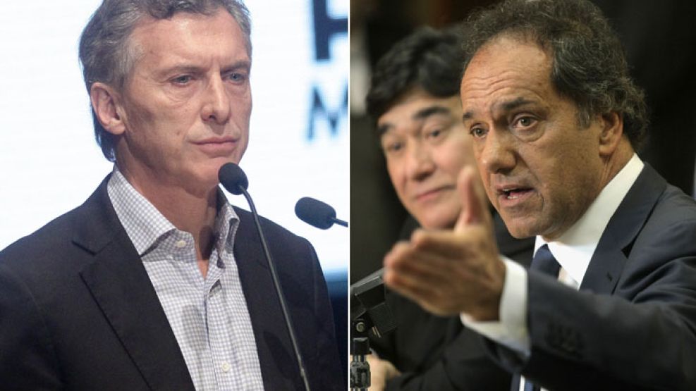 Los candidatos presidenciales Mauricio Macri y Daniel Scioli.