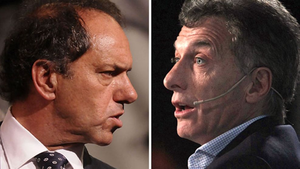 Los candidatos presidenciales Daniel Scioli y Mauricio Macri, a 3 días del balotaje.